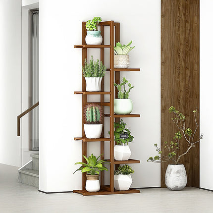 6 Tiers Vertical Bamboo Plant Stand Staged Flower Shelf Rack Outdoor Garden.