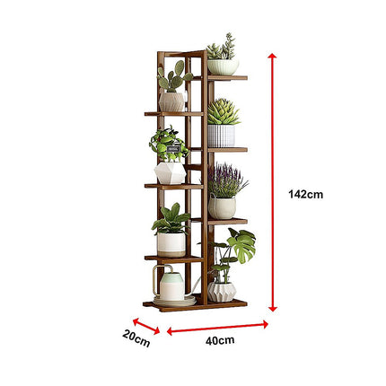 6 Tiers Vertical Bamboo Plant Stand Staged Flower Shelf Rack Outdoor Garden.