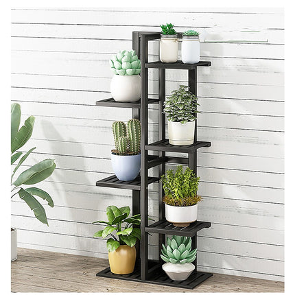 6 Tiers Vertical Bamboo Plant Stand Staged Flower Shelf Rack Outdoor Garden.