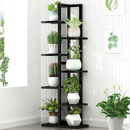 6 Tiers Vertical Bamboo Plant Stand Staged Flower Shelf Rack Outdoor Garden.