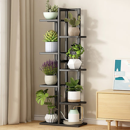 6 Tiers Vertical Bamboo Plant Stand Staged Flower Shelf Rack Outdoor Garden.