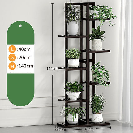 6 Tiers Vertical Bamboo Plant Stand Staged Flower Shelf Rack Outdoor Garden.
