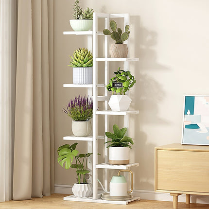 6 Tiers Vertical Bamboo Plant Stand Staged Flower Shelf Rack Outdoor Garden.