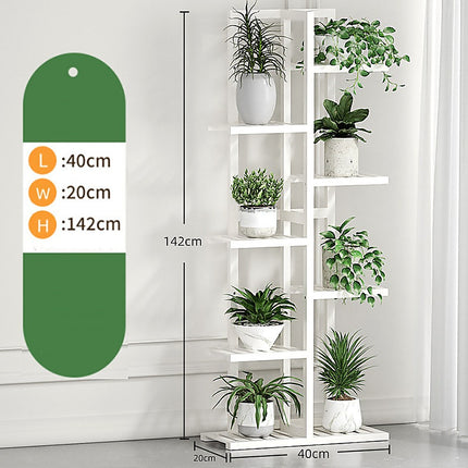 6 Tiers Vertical Bamboo Plant Stand Staged Flower Shelf Rack Outdoor Garden.