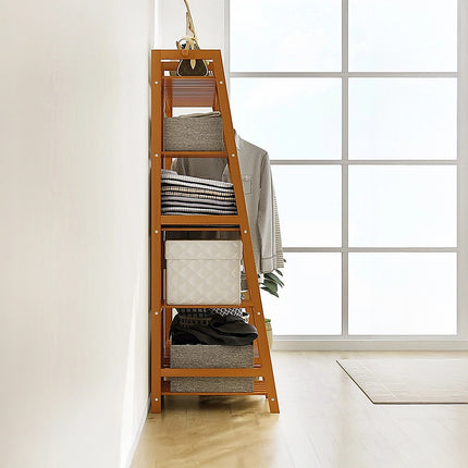 Portable Clothes Rack Coat Garment Stand Bamboo Rail Hanger Airer Closet.