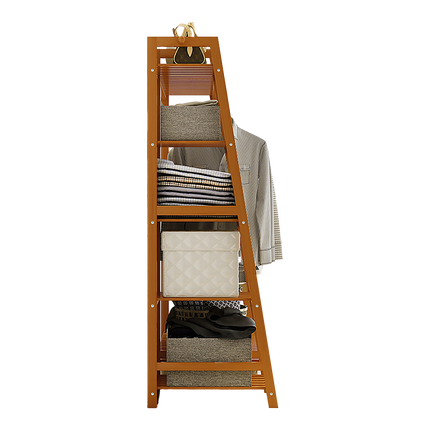 Portable Clothes Rack Coat Garment Stand Bamboo Rail Hanger Airer Closet.
