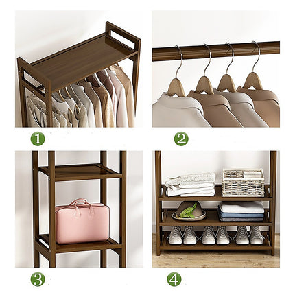 Portable Clothes Rack Coat Garment Stand Bamboo Rail Hanger Airer Closet.