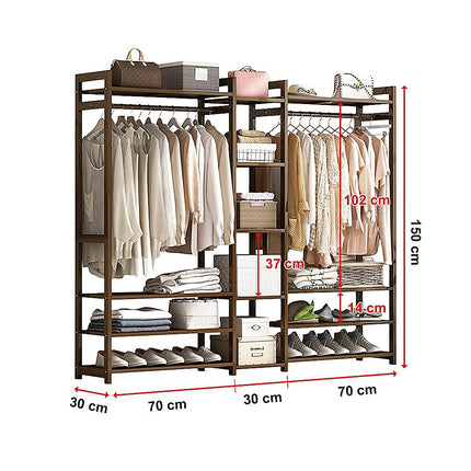 Portable Clothes Rack Coat Garment Stand Bamboo Rail Hanger Airer Closet.