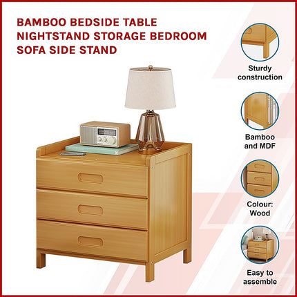 Bamboo Bedside Table Nightstand Storage Bedroom Sofa Side Stand.