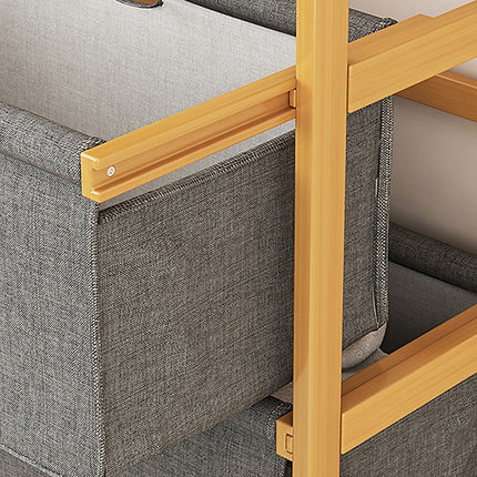 Bamboo Shelf with Storage Hamper – Wooden Organiser with 4 Laundry Bags.