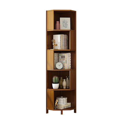 5-Shelf Corner Bookcase Industrial Bookshelf Display Storage Stand.