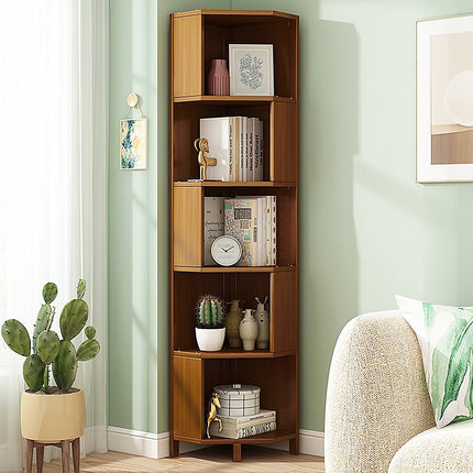 5-Shelf Corner Bookcase Industrial Bookshelf Display Storage Stand.