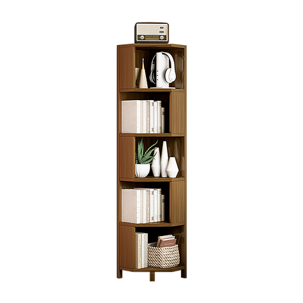 5-Shelf Corner Bookcase Industrial Bookshelf Display Storage Stand.