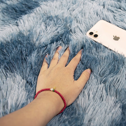 200x300cm Large Floor Soft Blue Fluffy Rug – Modern Area Carpet for Bedroom & Lounge.