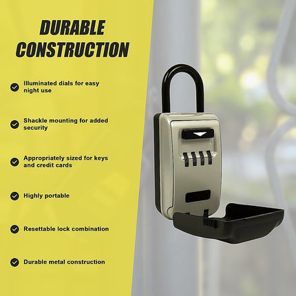 Security 4 Digit Combination Cable Lock Box With Luminous Dials.