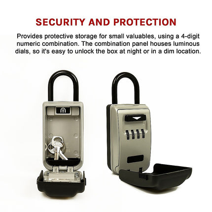 Security 4 Digit Combination Cable Lock Box With Luminous Dials.