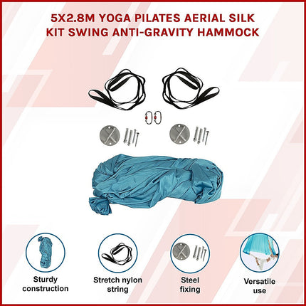 5x2.8m Yoga Pilates Aerial Silk Kit Swing Anti-Gravity Hammock.
