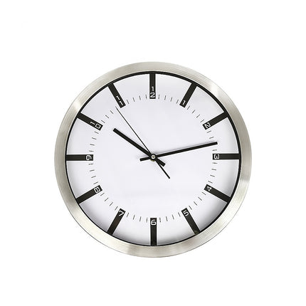 Modern Wall Clock Silent Non-Ticking Quartz Battery Operated Stainless Steel.