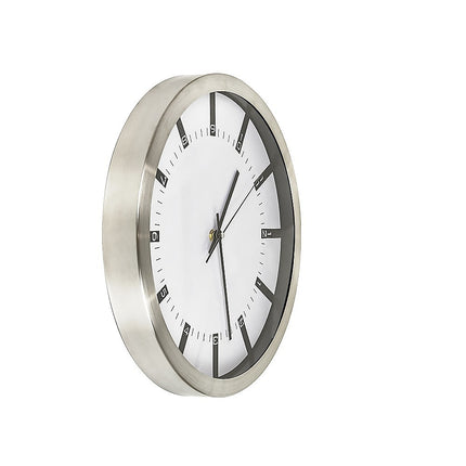 Modern Wall Clock Silent Non-Ticking Quartz Battery Operated Stainless Steel.