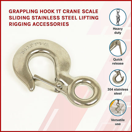 Grappling Hook 1T Crane Scale Sliding Stainless Steel Lifting Rigging Accessories.