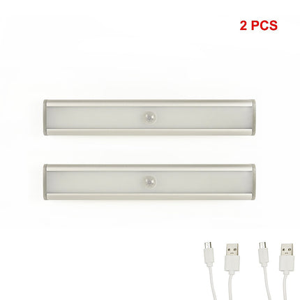 2 x 46 LED Stick-on Wireless Under Cabinet Light Rechargeable Motion Sensor Closet Lamp.