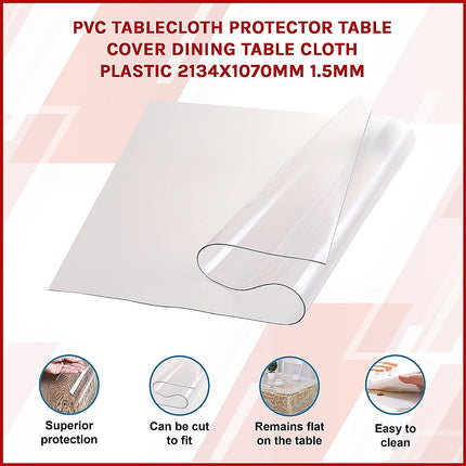 PVC Tablecloth Protector Table Cover Dining Table Cloth Plastic 2134x1070mm 1.5mm.