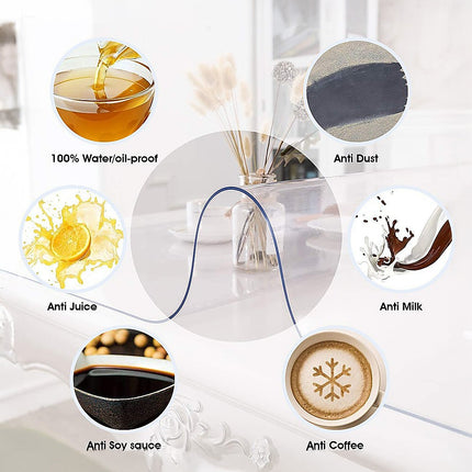 PVC Tablecloth Protector Table Cover Dining Table Cloth Plastic 2134x1070mm 1.5mm.