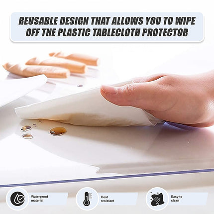 PVC Tablecloth Protector Table Cover Dining Table Cloth Plastic 2134x1070mm 1.5mm.