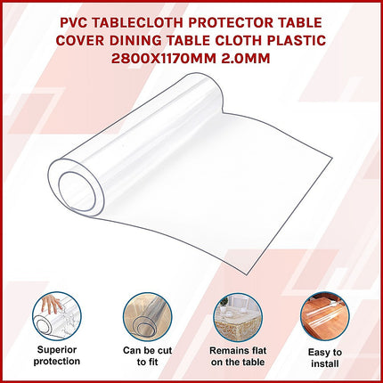 PVC Tablecloth Protector Table Cover Dining Table Cloth Plastic 2800x1170mm 2.0mm.