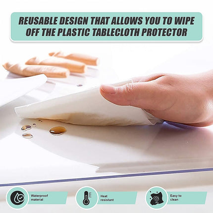 PVC Tablecloth Protector Table Cover Dining Table Cloth Plastic 2800x1170mm 2.0mm.