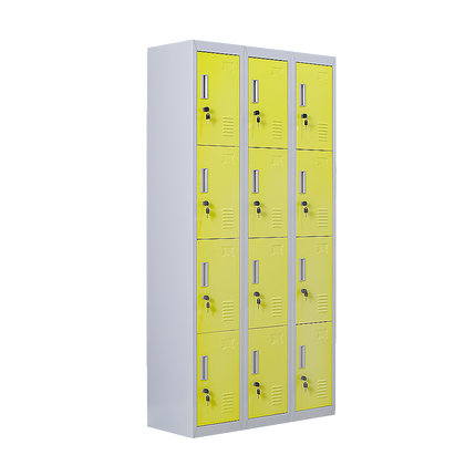 12-Door Locker for Office Gym Shed School Home Storage - Standard Lock with 2 Keys.