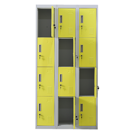 12-Door Locker for Office Gym Shed School Home Storage - Standard Lock with 2 Keys.