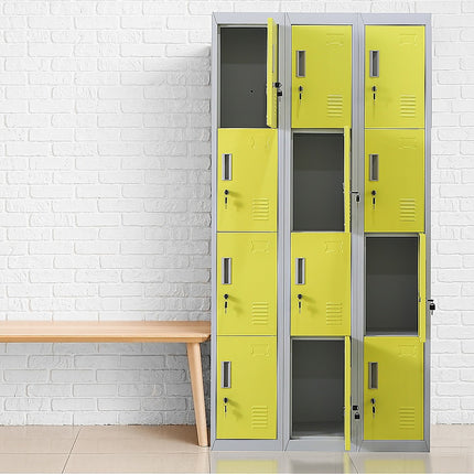 12-Door Locker for Office Gym Shed School Home Storage - Standard Lock with 2 Keys.