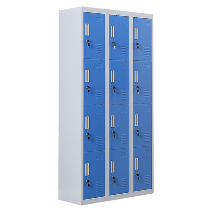 12-Door Locker for Office Gym Shed School Home Storage - Standard Lock with 2 Keys.
