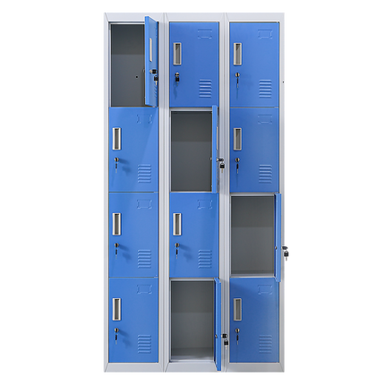 12-Door Locker for Office Gym Shed School Home Storage - Standard Lock with 2 Keys.