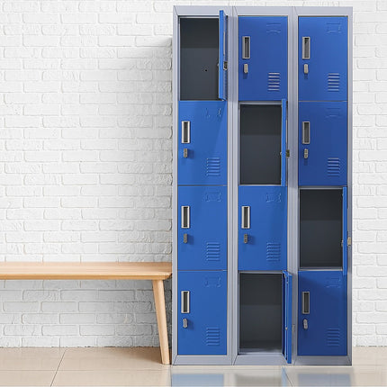 12-Door Locker for Office Gym Shed School Home Storage - Standard Lock with 2 Keys.