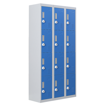 12-Door Locker for Office Gym Shed School Home Storage - Standard Lock with 2 Keys.