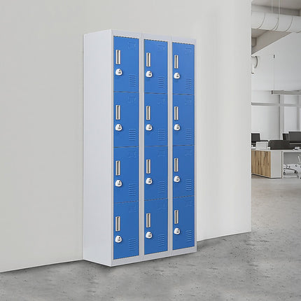 12-Door Locker for Office Gym Shed School Home Storage - Standard Lock with 2 Keys.