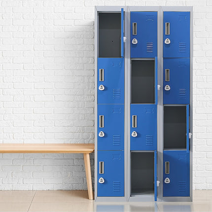 12-Door Locker for Office Gym Shed School Home Storage - Standard Lock with 2 Keys.
