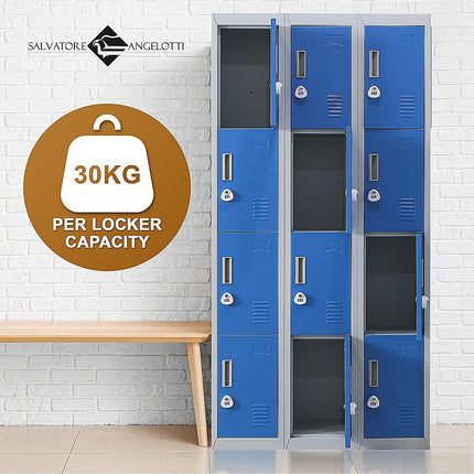 12-Door Locker for Office Gym Shed School Home Storage - Standard Lock with 2 Keys.