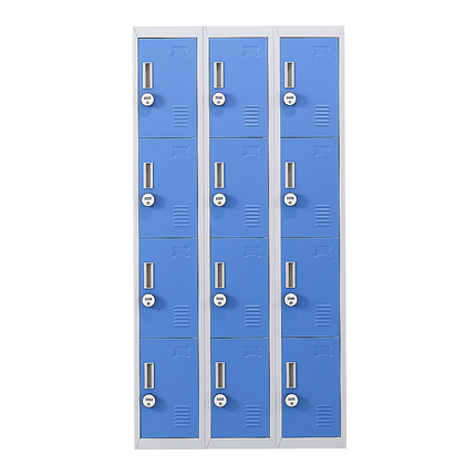 12-Door Locker for Office Gym Shed School Home Storage - Standard Lock with 2 Keys