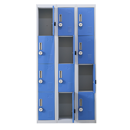 12-Door Locker for Office Gym Shed School Home Storage - Standard Lock with 2 Keys
