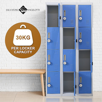 12-Door Locker for Office Gym Shed School Home Storage - Standard Lock with 2 Keys