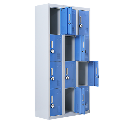 12-Door Locker for Office Gym Shed School Home Storage - Standard Lock with 2 Keys