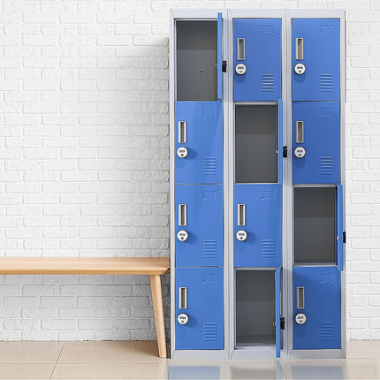 12-Door Locker for Office Gym Shed School Home Storage - Standard Lock with 2 Keys
