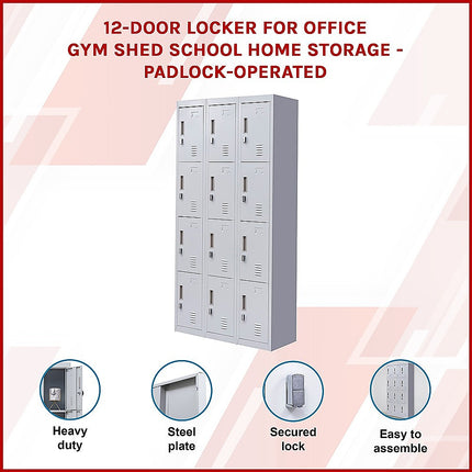 12-Door Locker for Office Gym Shed School Home Storage - Standard Lock with Keys.