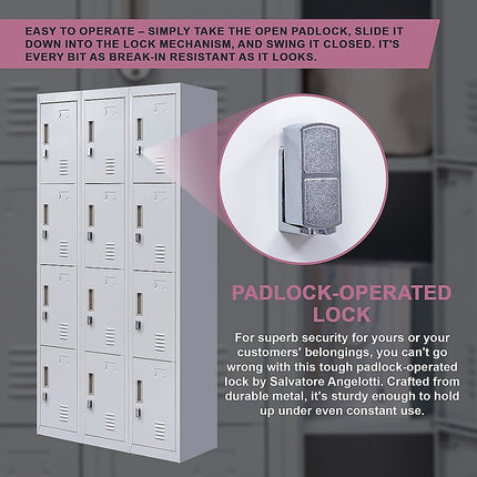 12-Door Locker for Office Gym Shed School Home Storage - Standard Lock with Keys.