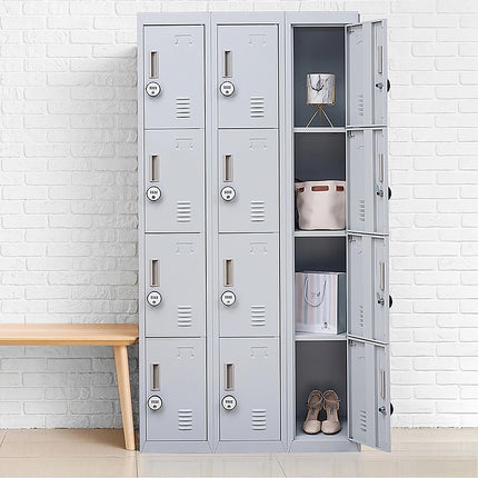 12-Door Locker for Office Gym Shed School Home Storage - Standard Lock with Keys.
