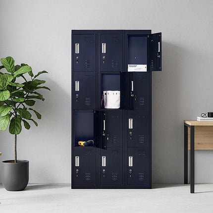 12-Door Locker for Office Gym Shed School Home Storage - Standard Lock with Keys.
