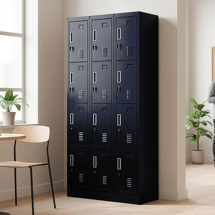 12-Door Locker for Office Gym Shed School Home Storage - Standard Lock with Keys.